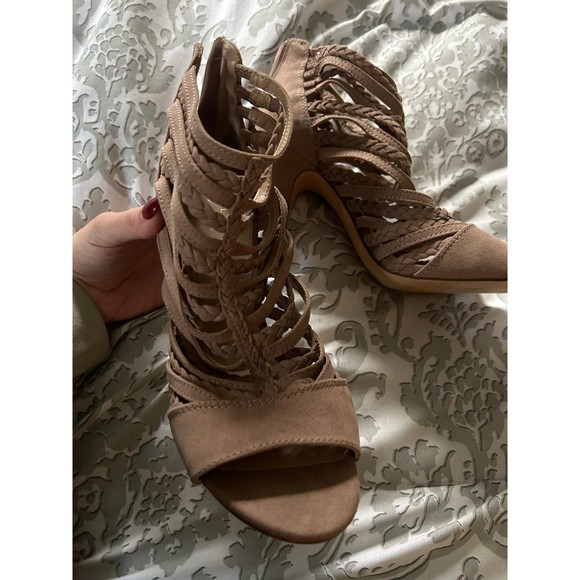 LC Lauren Conrad Tan Braided Strappy Heels - Picture 2 of 5